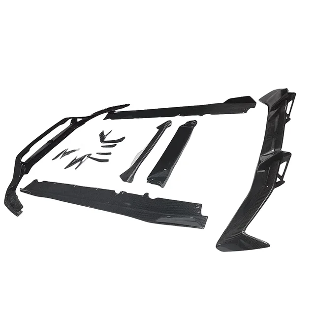 Dry Carbon Fiber Front Bumper Lip Side Skirt Rear Diffuser Rear Spoiler For Lamborghini Huracan Evo
